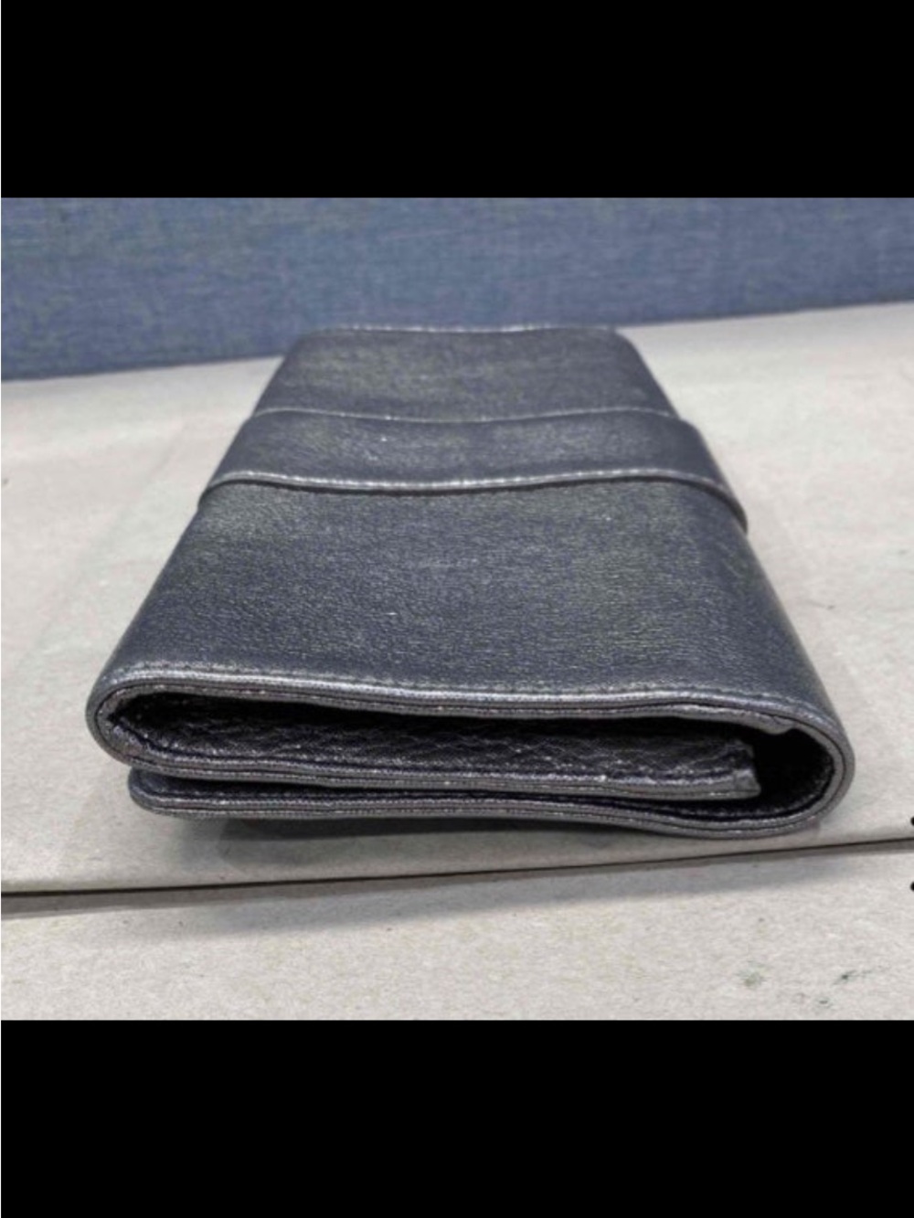 Michael Kors Metallic Gunmetal Leather Clutch with Buckle - Picture 4 of 9